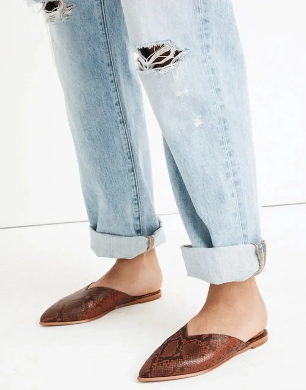 Madewell The Emilia Mule In Snake Embossed Leather Size 8.5
